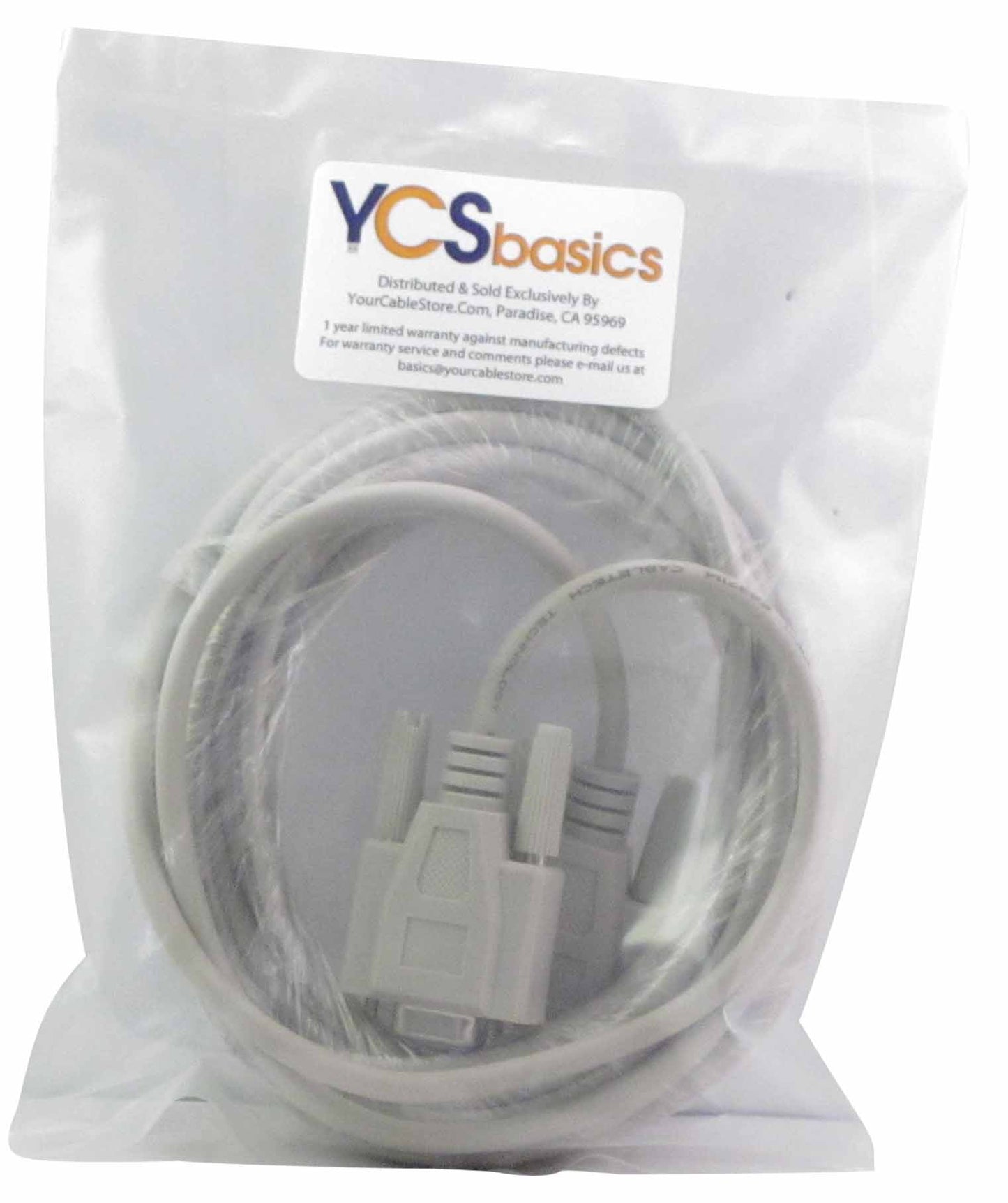 YCS Basics 15 Foot DB9 9 Pin Serial / RS232 Male / Female Extension Cable