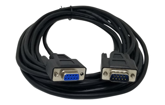 YCS Basics Black 15 Foot DB9 9 Pin Serial / RS232 Male / Female Extension Cable