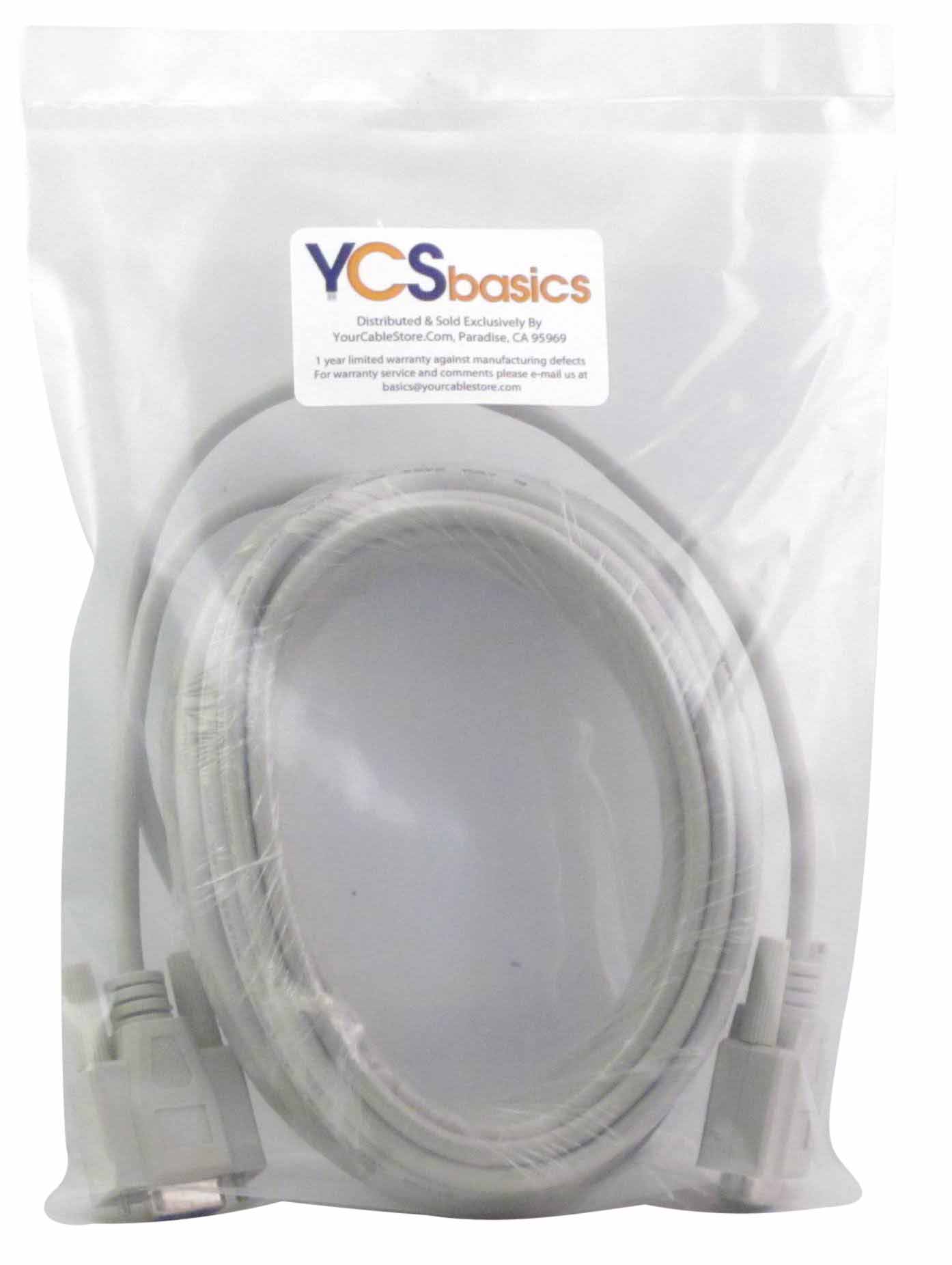 YCS Basics 25 Foot DB9 9 Pin Serial / RS232 Male / Female Extension Cable