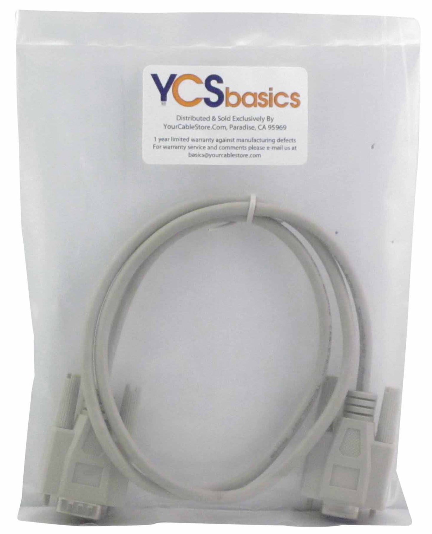 YCS Basics 3 Foot DB9 9 Pin Serial / RS232 Male / Female Extension Cable