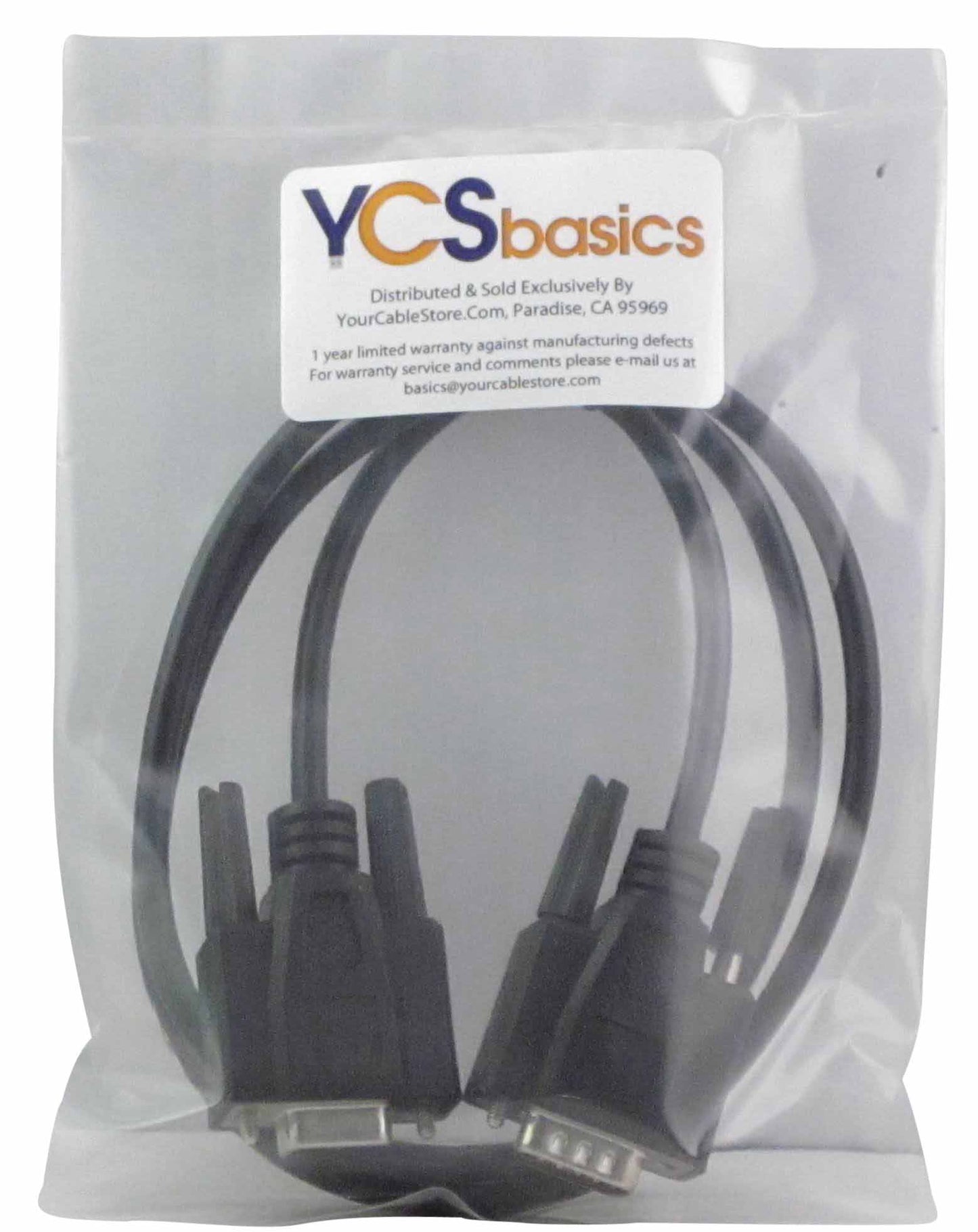 YCS Basics Black 3 Foot DB9 9 Pin Serial / RS232 Male / Female Extension Cable