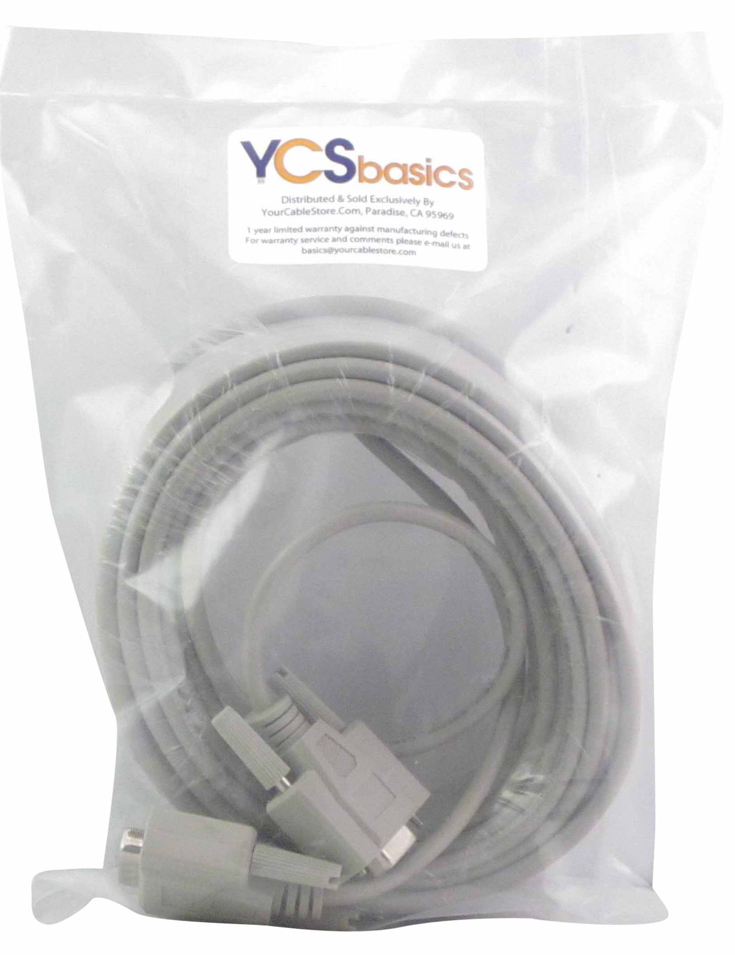 YCS Basics 50 Foot DB9 9 Pin Serial / RS232 Male / Female Extension Cable