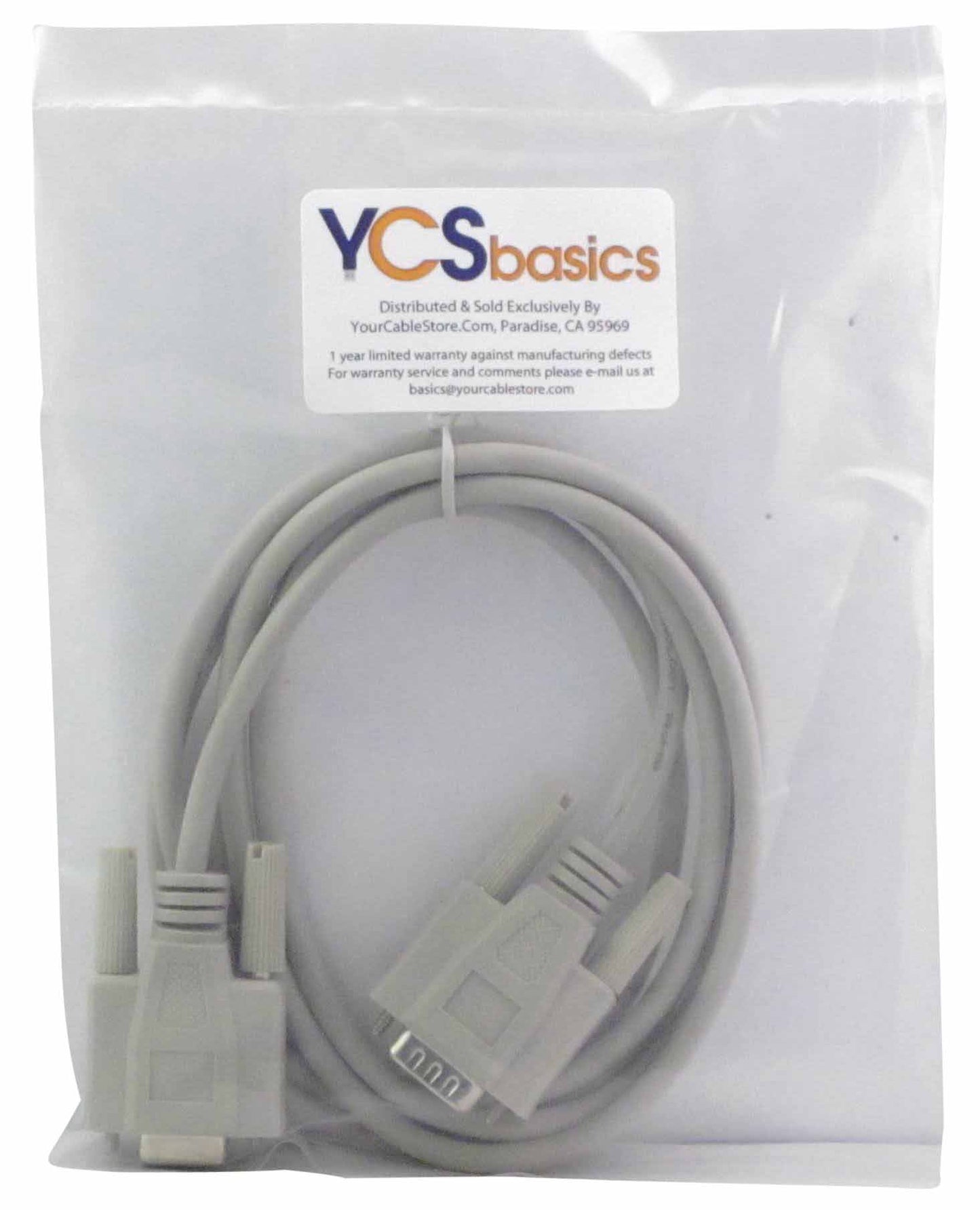 YCS Basics 6 Foot DB9 9 Pin Serial / RS232 Male / Female Extension Cable