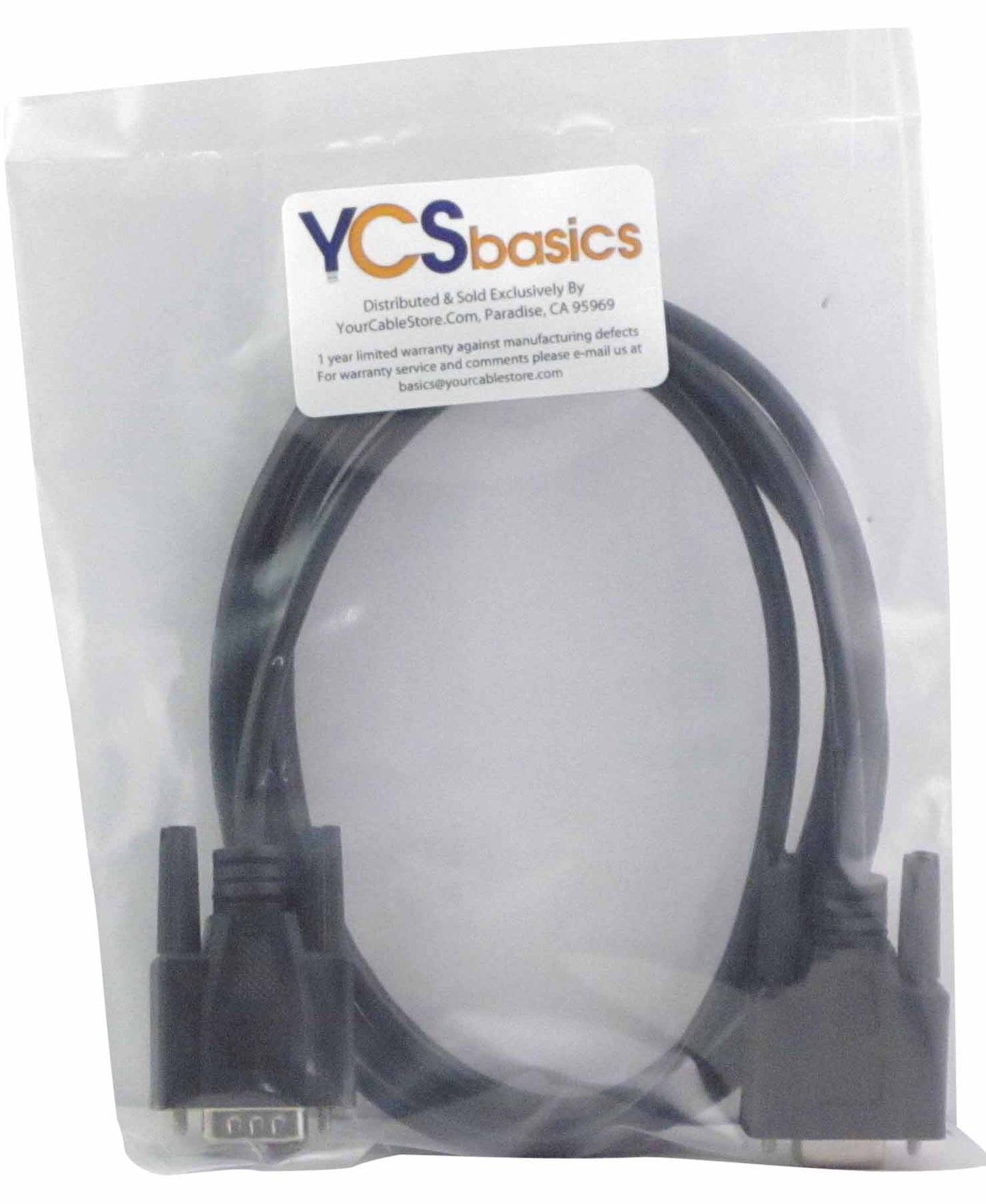 YCS Basics Black 6 Foot DB9 9 Pin Serial / RS232 Male / Female Extension Cable