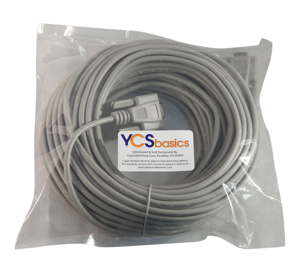 YCS Basics 75 Foot DB9 9 Pin Serial / RS232 Male/Female Extension Cable