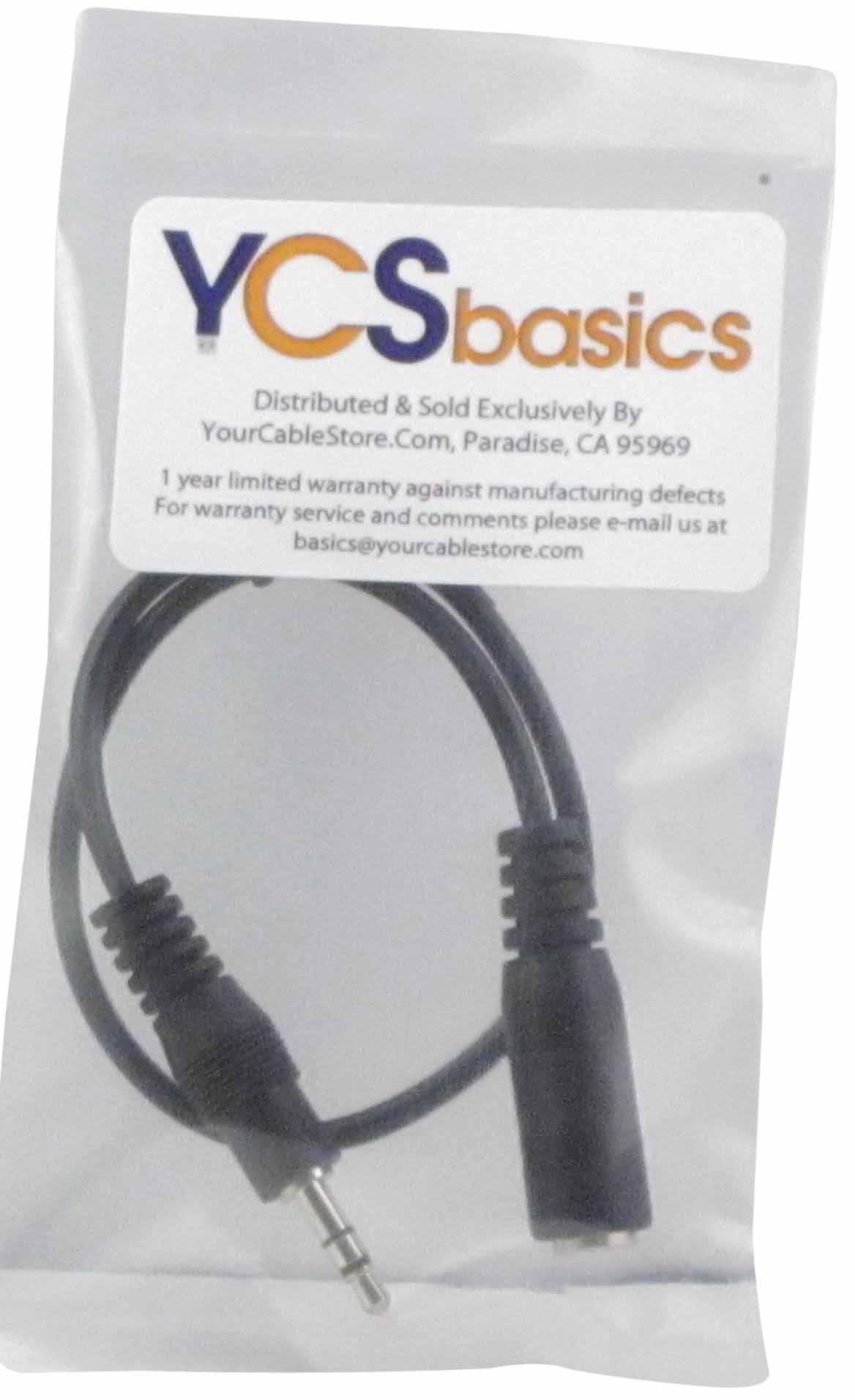 YCS Basics 1 Foot AUX Cable 3.5mm Stereo Headphone Extension Cable