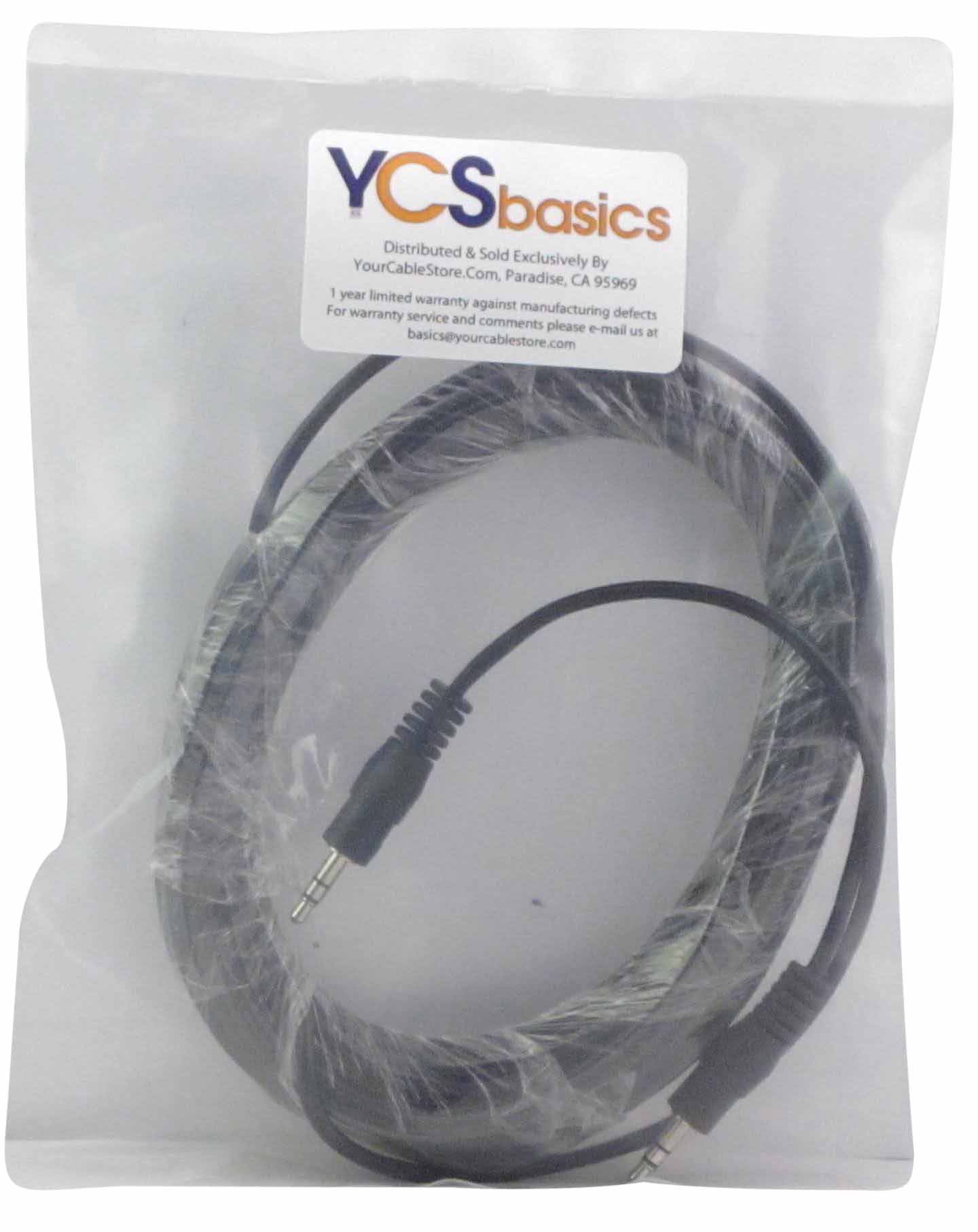 YCS Basics 25 Foot 3.5mm Stereo Male To Male Aux Patch Cable Headphone / Phone / MP3 for Your Car AUX Port, Smartphone, Tablet