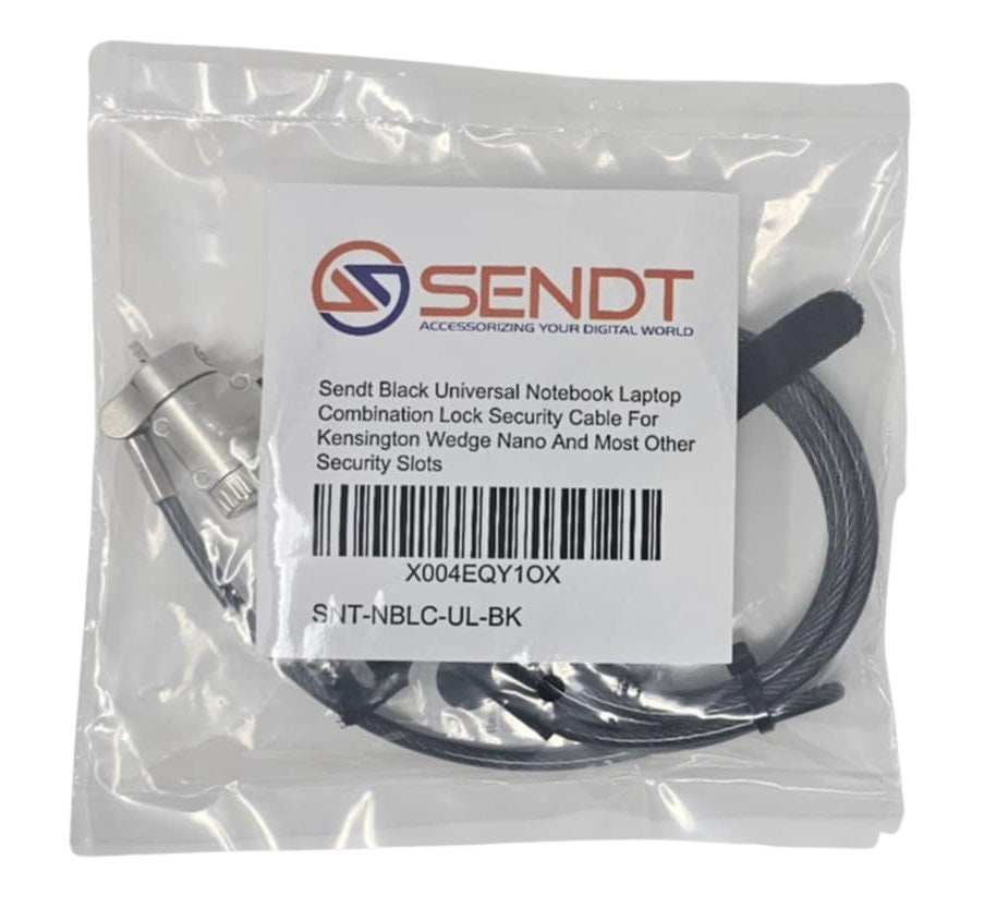 Sendt Black Universal Notebook Laptop Combination Lock Security Cable for Kensington Wedge Nano and Most Other Security Slots