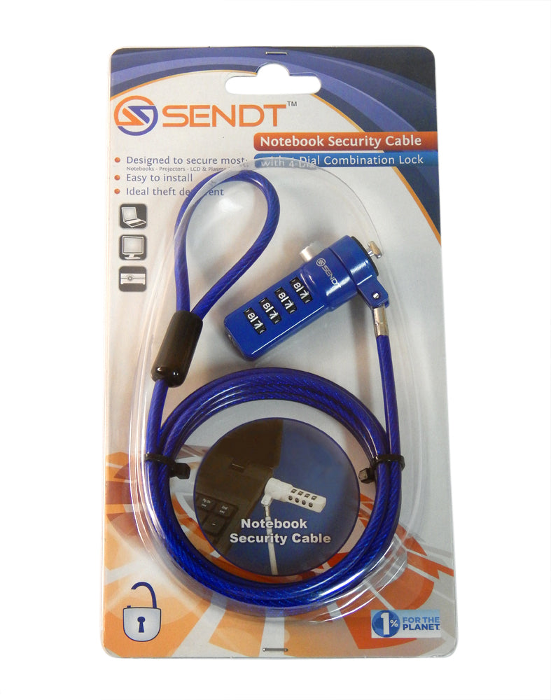 Sendt Blue Notebook / Laptop Combination Lock Security Cable