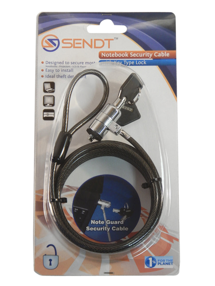 Sendt 10 Foot Black Notebook / Laptop Keyed Lock Security Cable Extra Long!