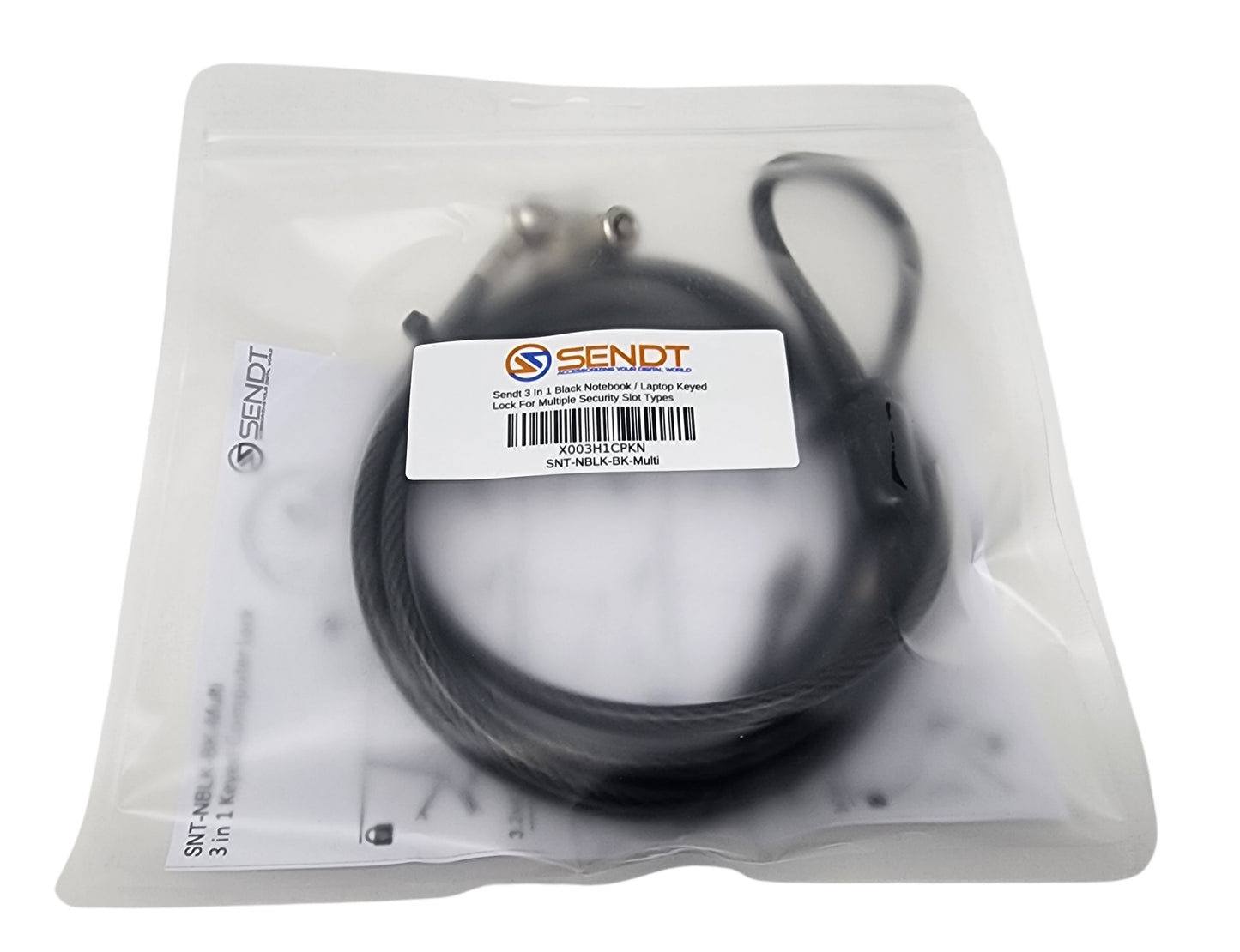 Sendt 3 In 1 Black Notebook / Laptop Lock For Kensington, Nano, And Wedge Security Slots