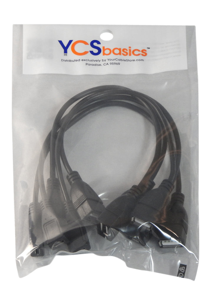 YCS Basics 9 Inch USB 2.0 A Female to Micro B 5 Pin Female Extension Cable 5 Pack