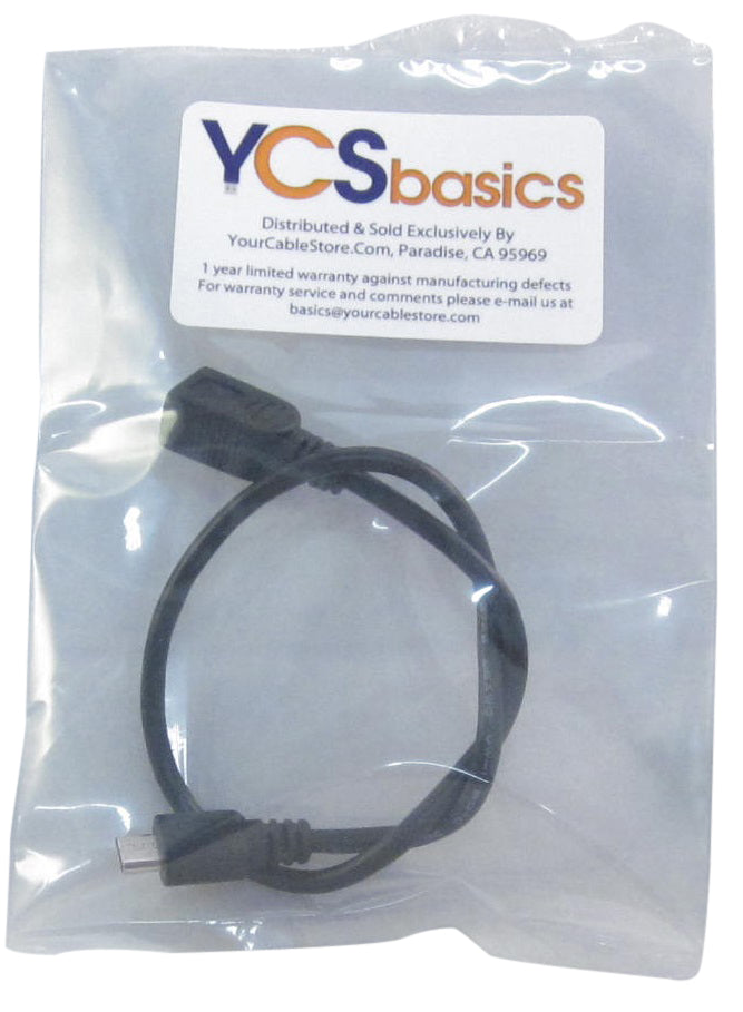 YCS Basics 1 foot USB 5 pin micro male to USB mini 5 pin female adapter cable