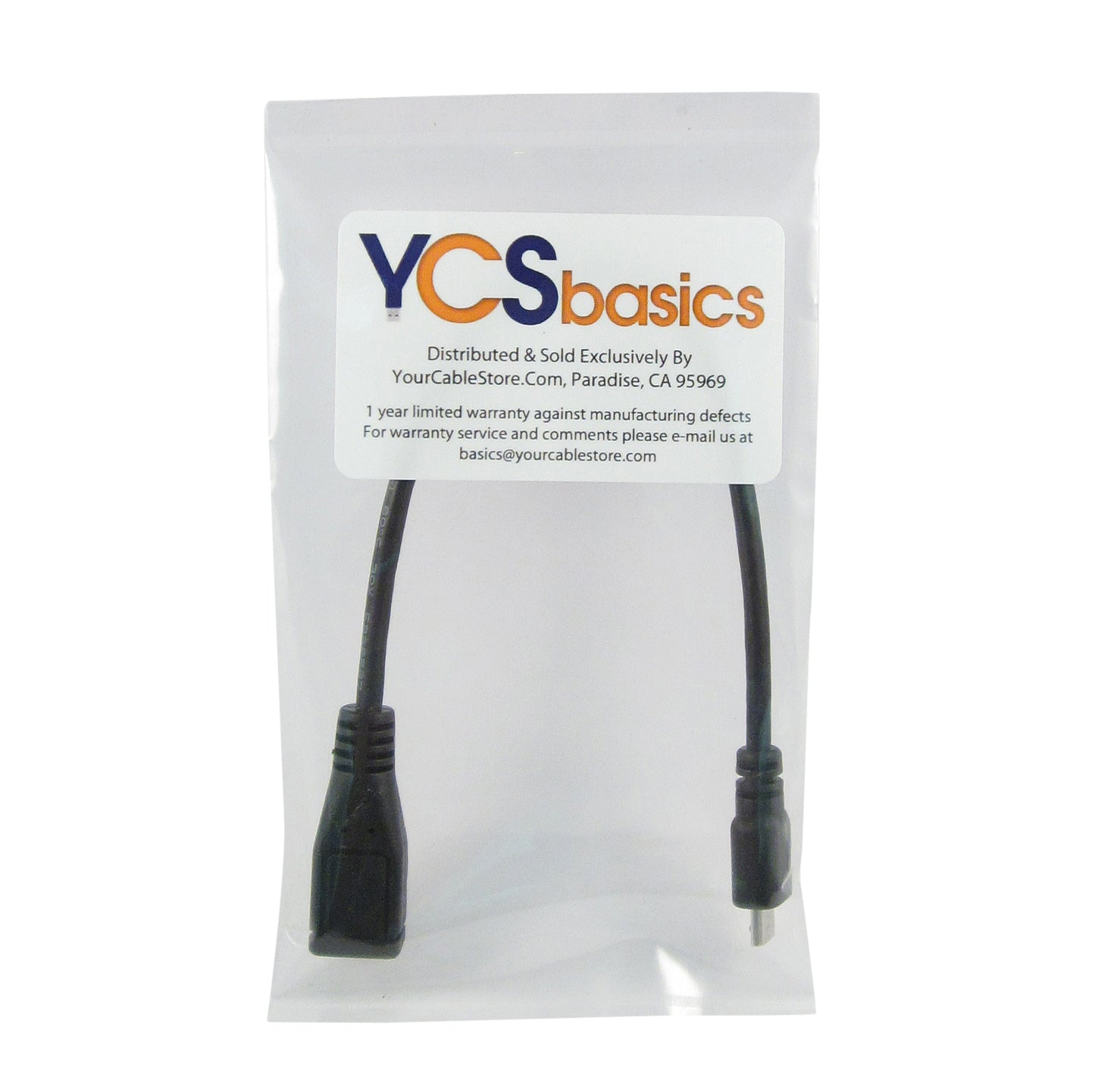 YCS Basics Black 6 Inch Cellphone / Tablet USB Micro Male to Female Sync & Charging Extension Cable