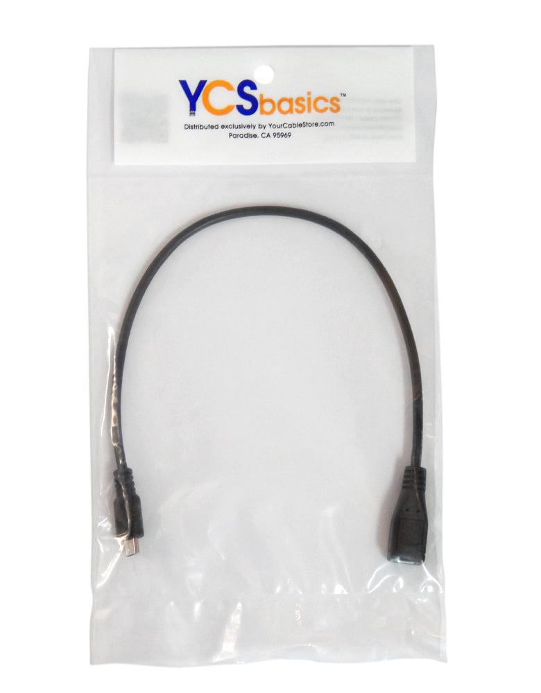 YCS Basics One Foot USB Micro Male to Micro Female 5 Pin / 5 Wire Extension Cable