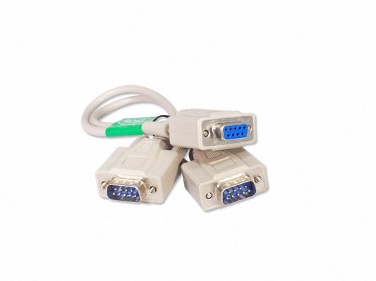 Your Cable Store 1 Foot 9 Pin Serial Splitter Cable DB9 2 Male / 1 Female RS232