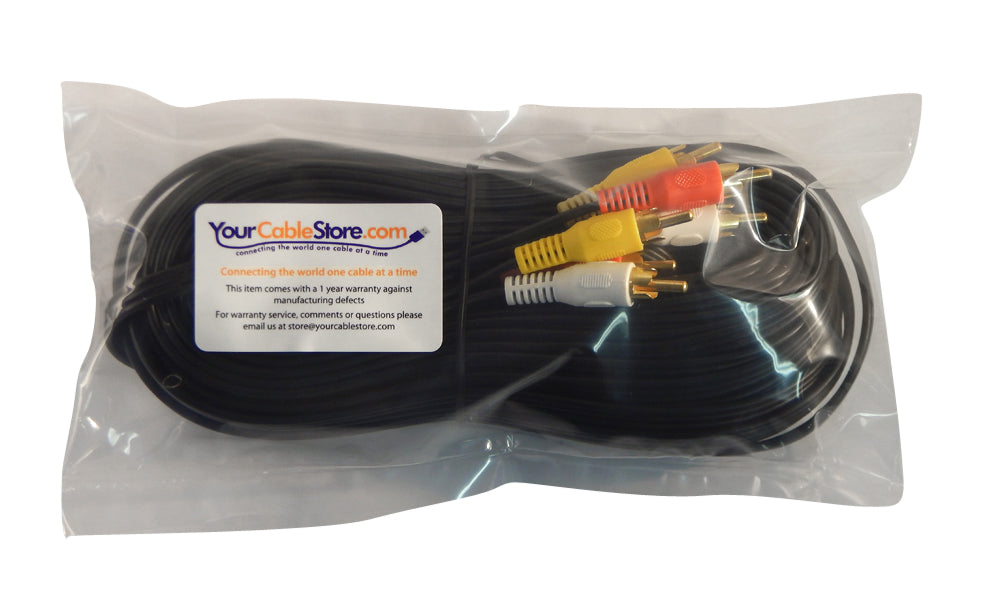 Your Cable Store 50 Foot RCA Audio / Video Cable 3 Male To 3 Male