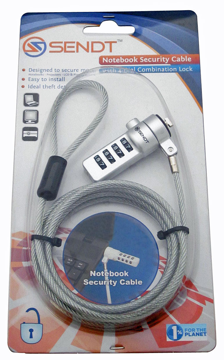 Sendt Silver Notebook / Laptop Combination Lock Security Cable