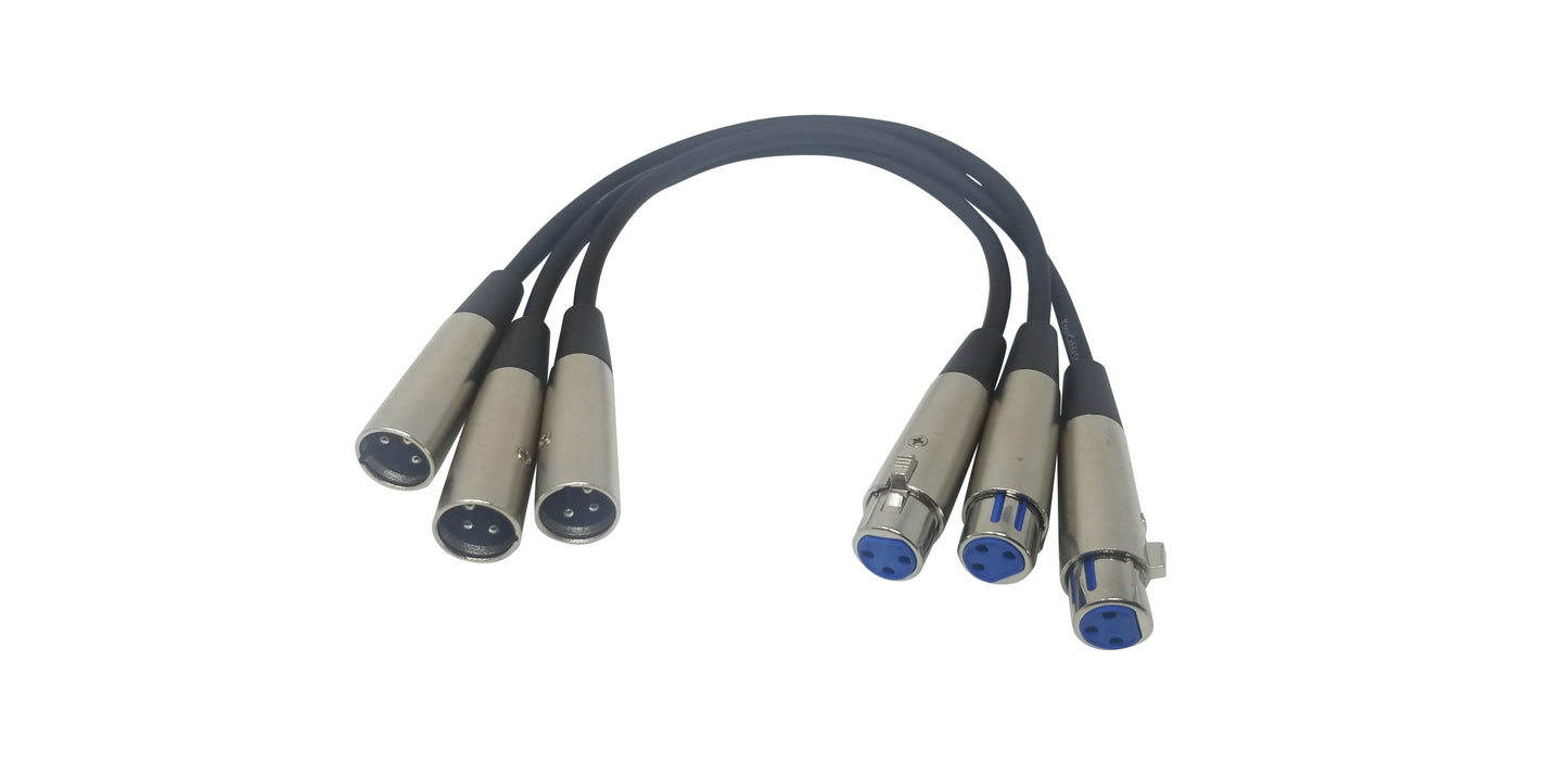 Your Cable Store 3 Pack 1 Foot XLR 3 Pin Male / Female Microphone Cable